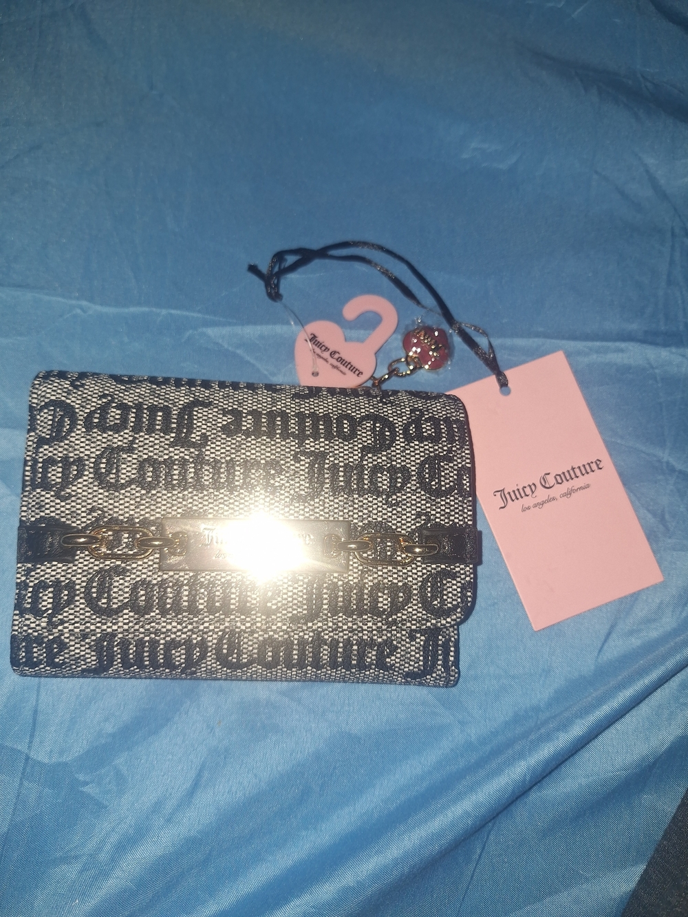 Juicy Couture Black Logo Chain-Trim Women's Wallet